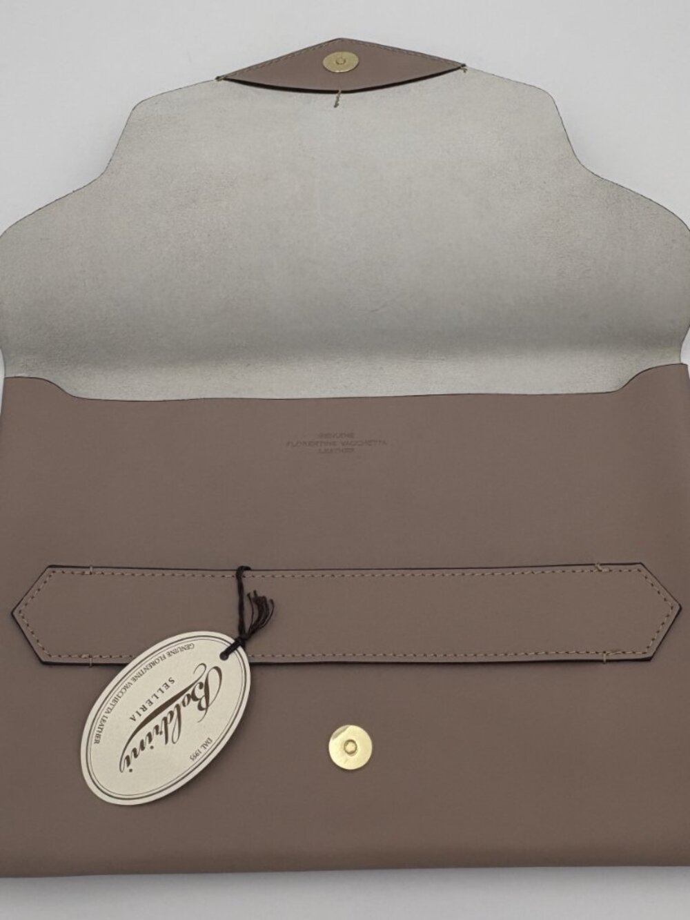 Boldrini Selleria Envelope Clutch, (Beige) Florentine Vacchetta Leather - Picture 7 of 8
